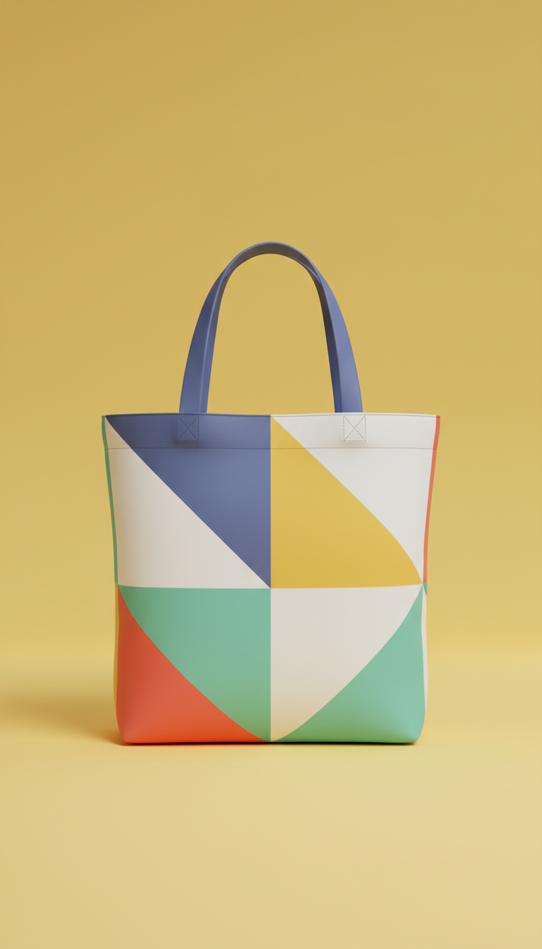 Coral Pop Geometric Tote Bag